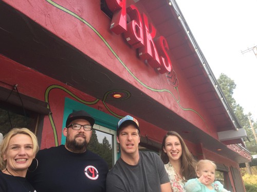 Left to right - Roxanne Friden- Lead Server, Scott Christianson-Executive Chef, Andrew Bettinger-GM and his wife Luarel(baker) and their firstborne Irene...restaurant baby. 
