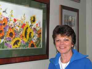 Deb Groesser with her spring flowers