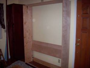 Murphy bed frame attached to the wall