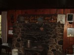 The rock fireplace built from gathered stones