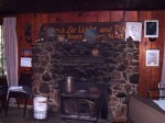 The rock fireplace built from gathered stones