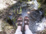 Dangling our feet off the bridge