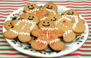 Festive plate of Happy Gingerbread Men Cookies
