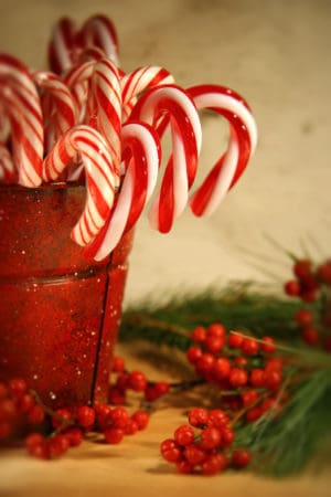 Bucket of candy canes